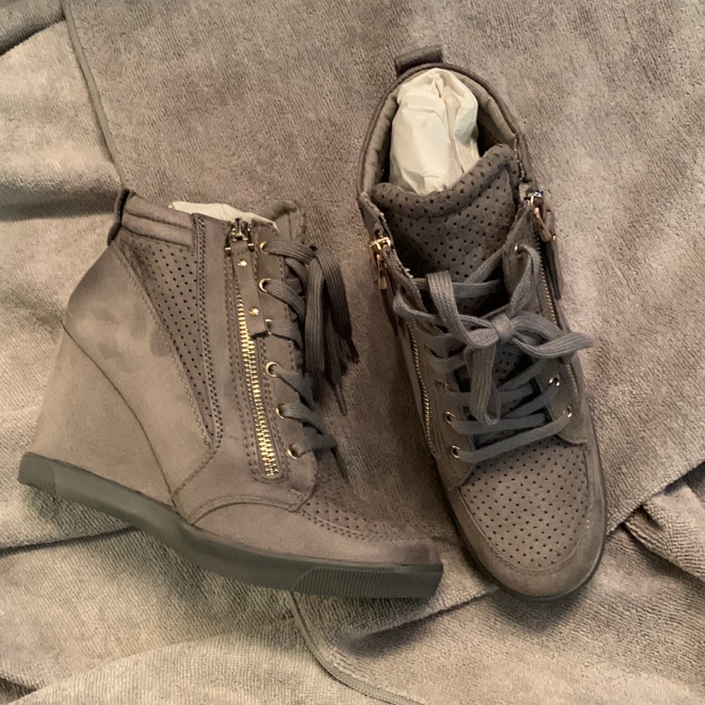 Grey Wedge, Ankle Booty, Boot Shoes